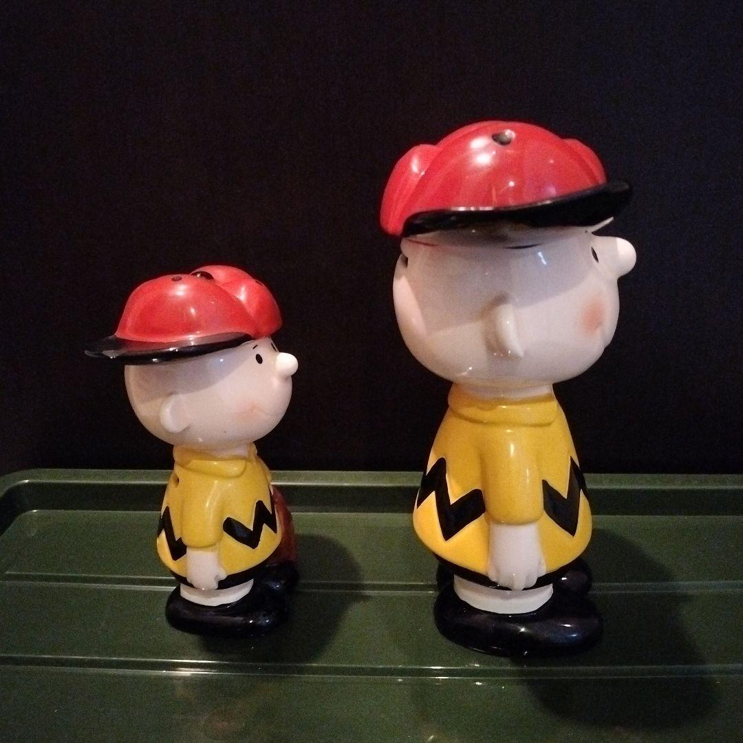 チャーリーブラウンの陶器製ビンテージバンク大小2個セット