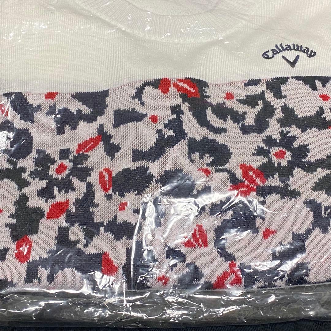 L 新品　タグ付　キャロウェイ　ジャガード　ニット　花柄　フラワー　レディース