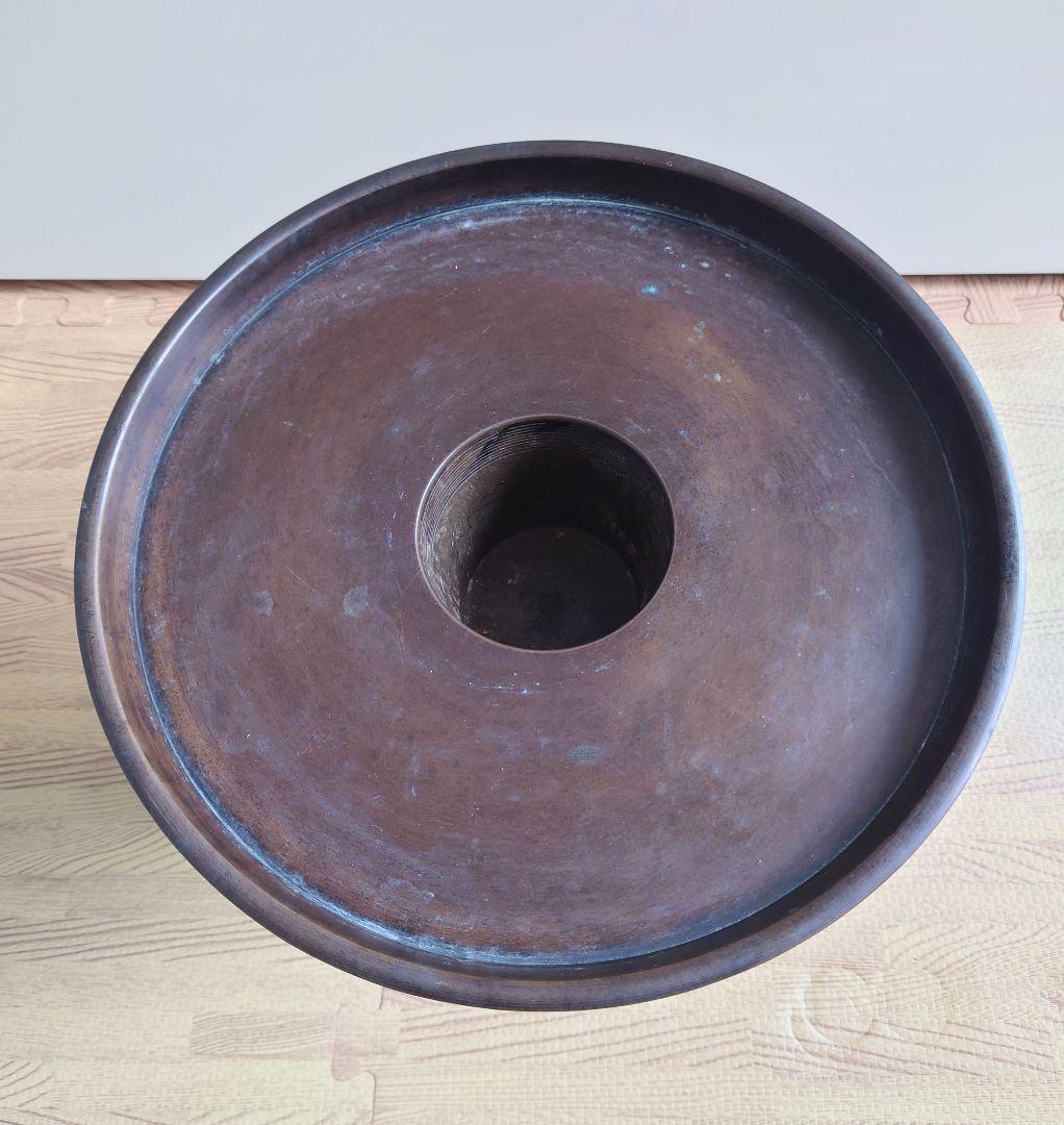 金属工芸　銅器　銀象嵌　薄端　華道