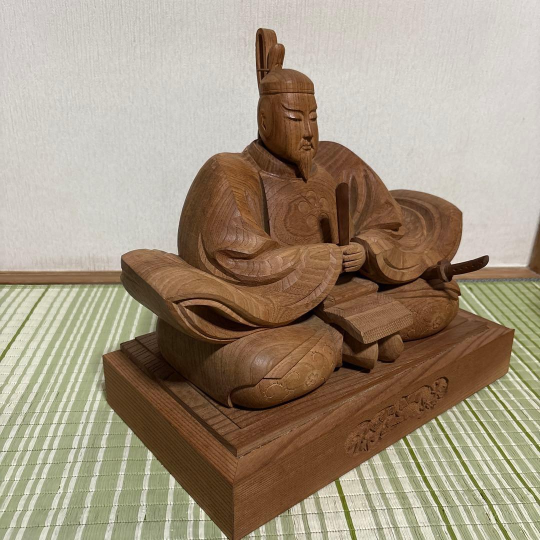 菅公　菅原道真　木彫り　彫刻　工芸品　芸術　置物　オブジェ　骨董品　天神様　仏閣