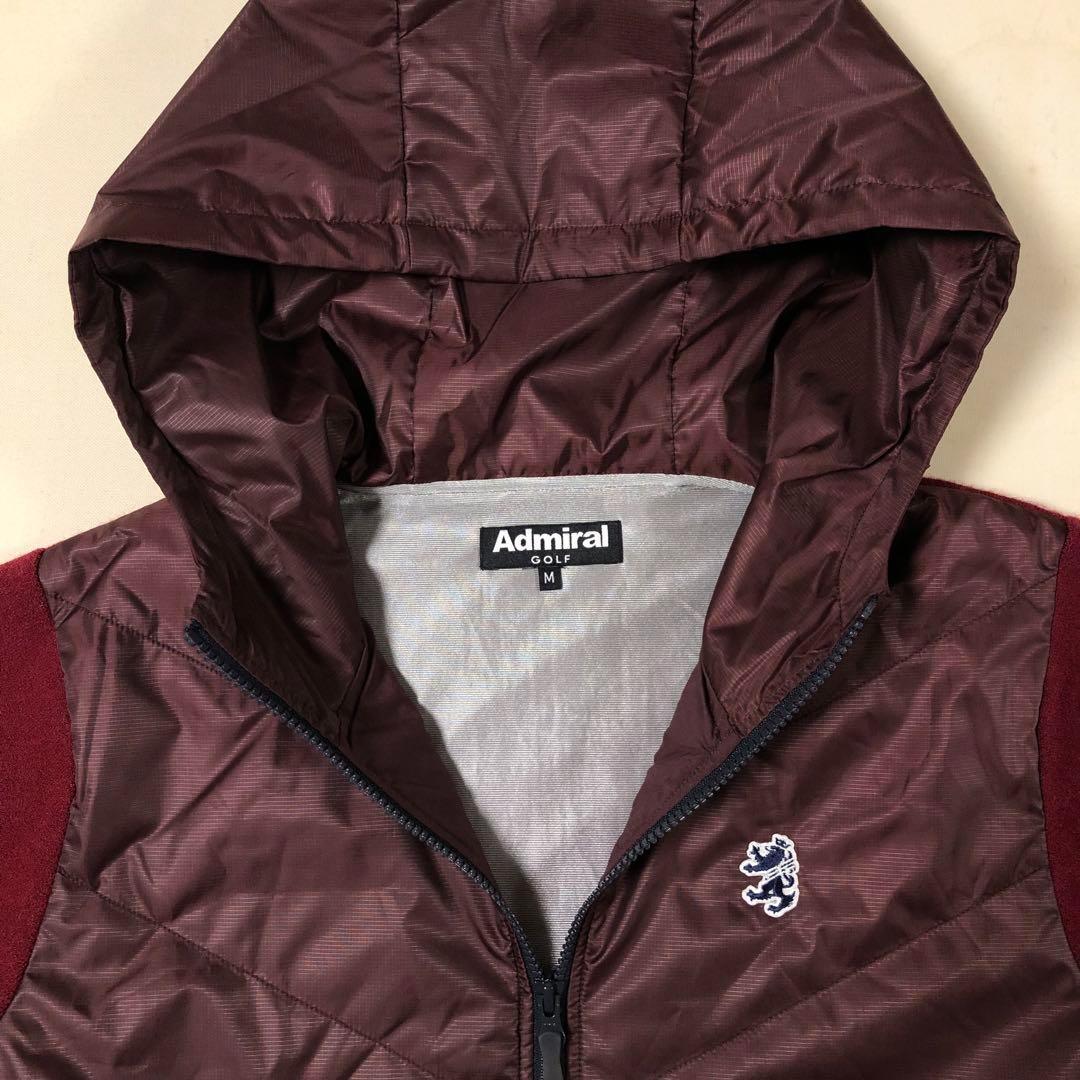 アドミラルゴルフ★ダブルジップ 中綿 パーカー 裏地蓄熱★バーガンディ Mサイズ