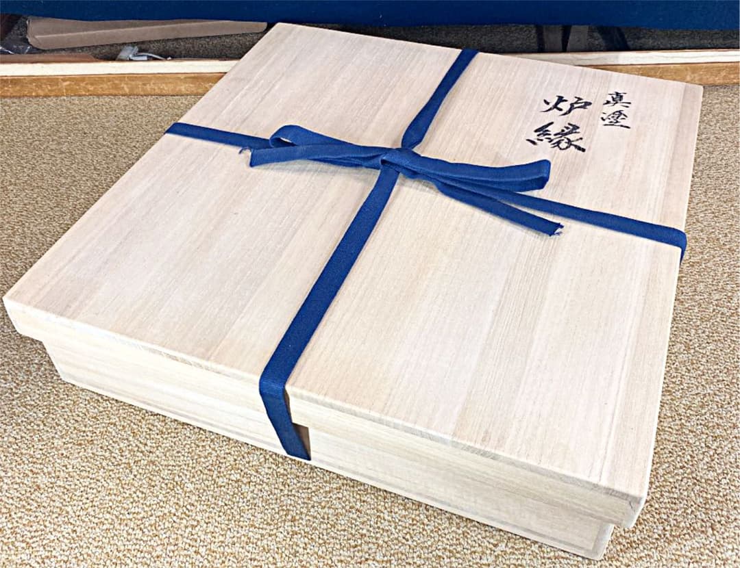 [茶道具] 輪島塗　弘悦作　真塗炉縁　(共箱) ○