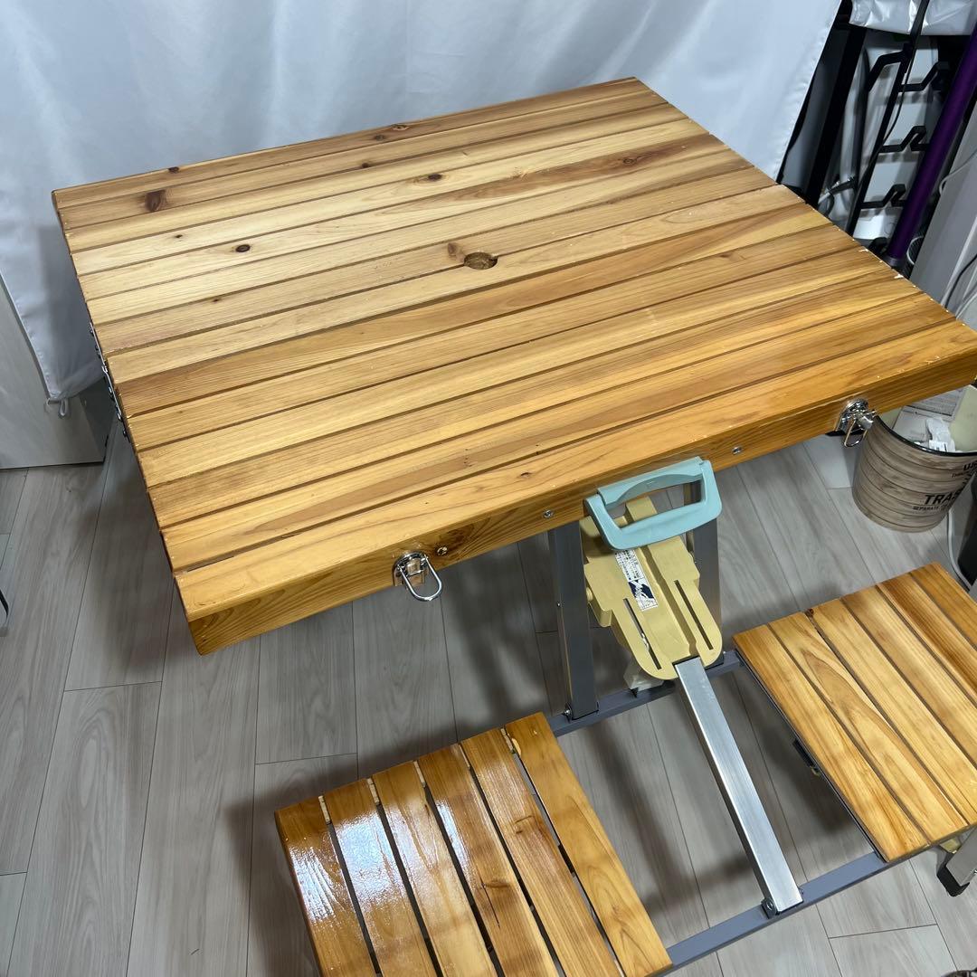 木製 折り畳み ピクニック　テーブルセット 椅子一体型　BBQ アウトドア