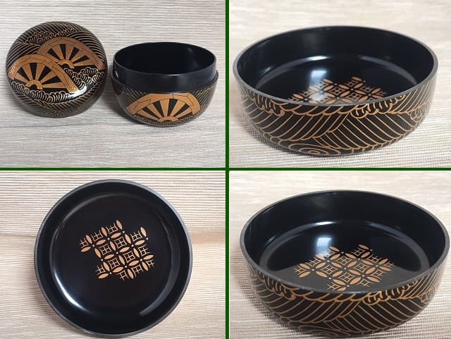 名工 加賀蒔絵師 高崎秋峰作 源氏車蒔絵 平棗 茶道具