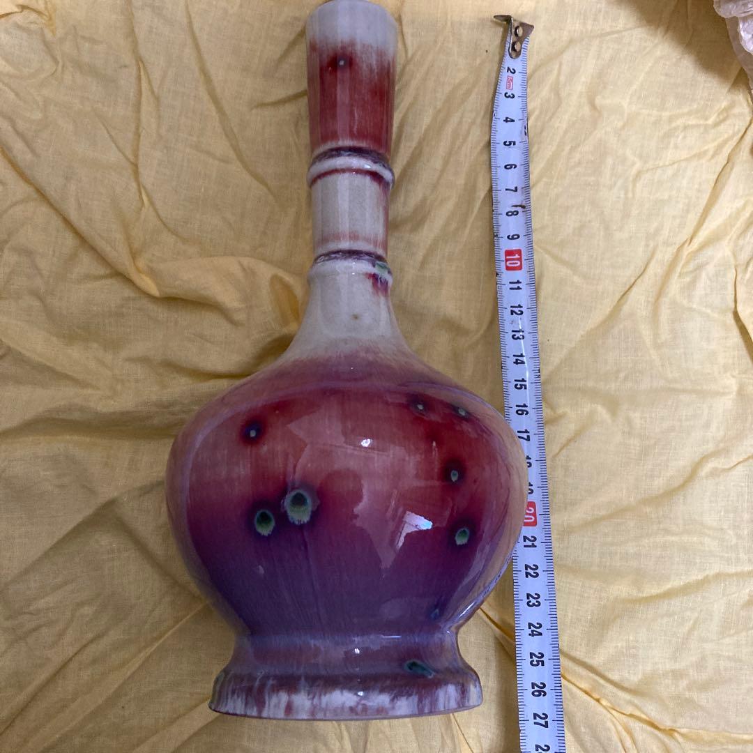 【皇室献上作家・共箱栞付】孔雀窯 松山雅英 花入 花瓶 窯変釉 陶芸 美術品