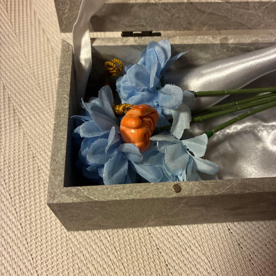 天然珊瑚 大黒様　珊瑚彫刻　根付 ストラップ 珊瑚　チャーム　縁起物　手彫り