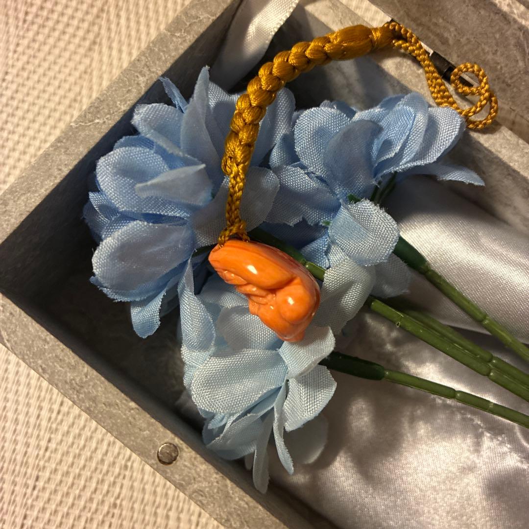 天然珊瑚 大黒様　珊瑚彫刻　根付 ストラップ 珊瑚　チャーム　縁起物　手彫り