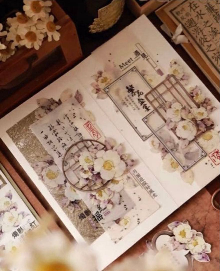 贝壳光 疏影映窗 6cm×6m 海外マスキングテープ　海外マステ