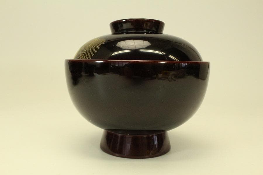 漆器の井助 沈金 若松 煮物椀 六客 美品(ZE586)