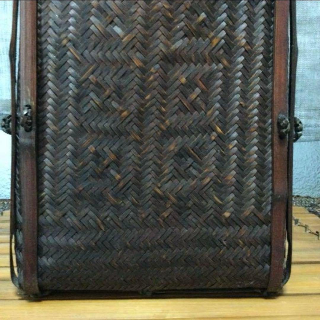 竹籠　花籠　黒竹・網代　ヴィンテージ