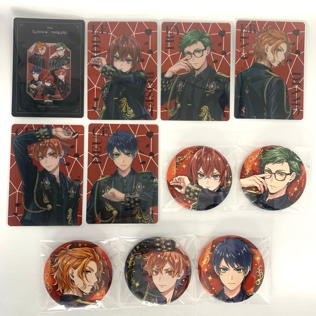 ツイステ ブレイジングジュエル ハーツラビュル 缶バッジ オーロラカード