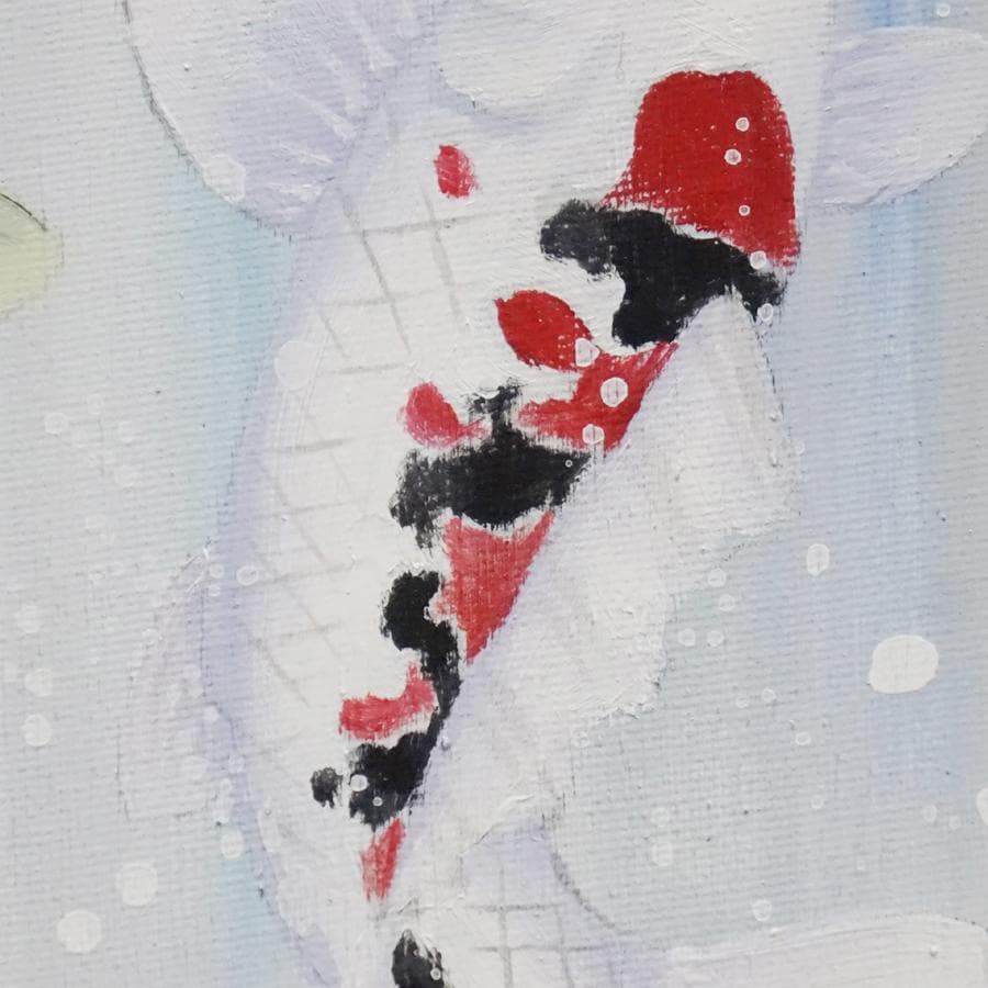 千賀節子『鯉』4号 油彩 油絵 絵画 肉筆 額装 美術品
