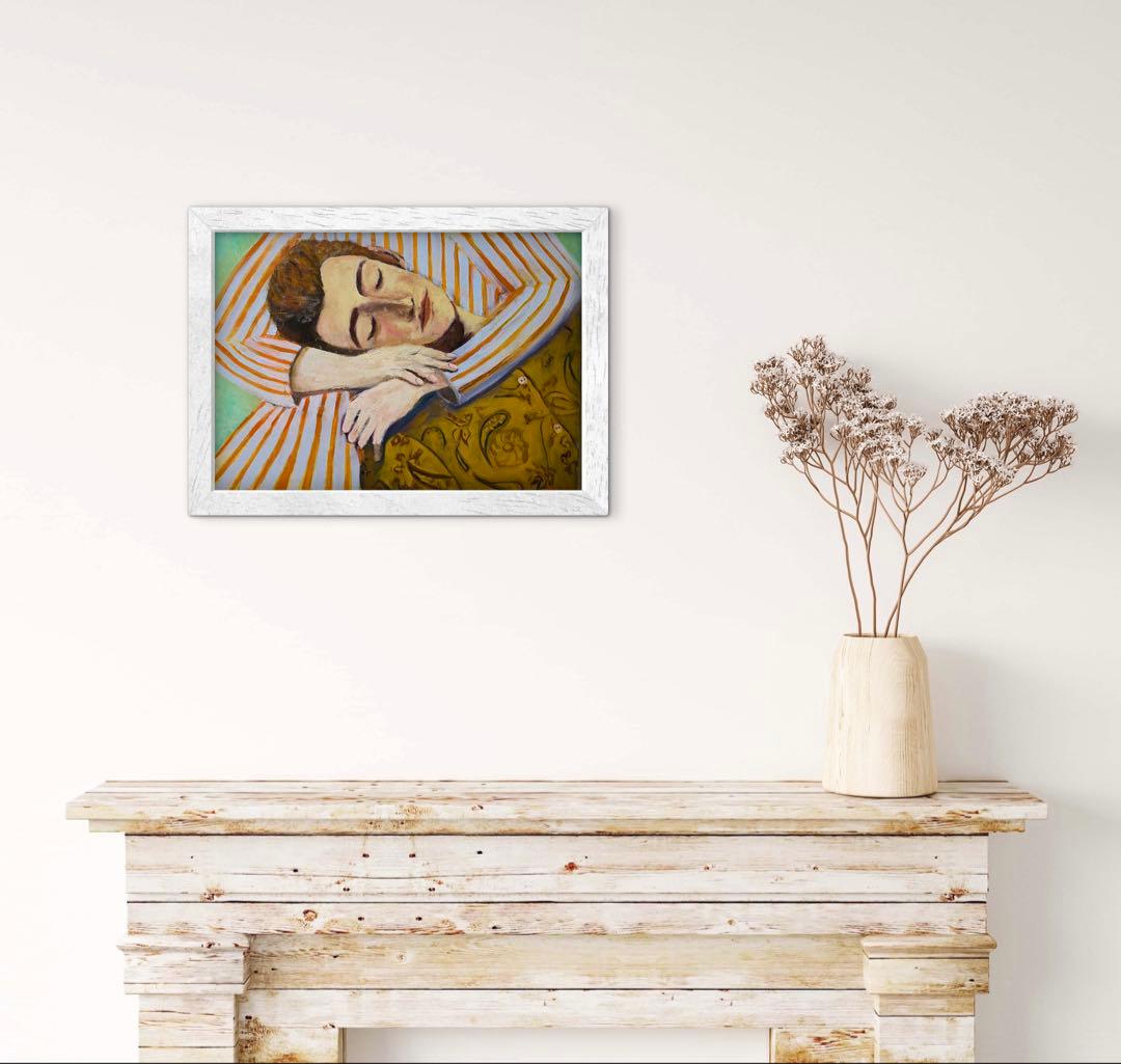 抱かれる男 P8 油彩画 人物画