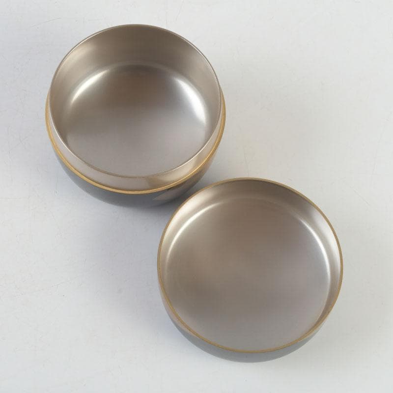 茶道具　高崎秋峰作　螺鈿装飾　扇面蒔絵　内銀溜　平棗　共布共箱　V　9695