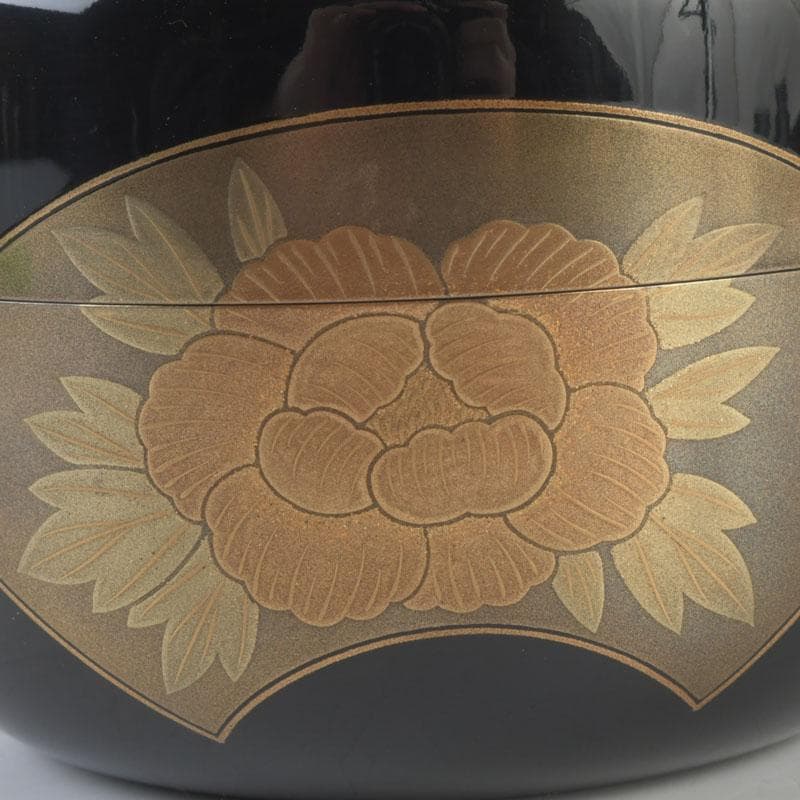 茶道具　高崎秋峰作　螺鈿装飾　扇面蒔絵　内銀溜　平棗　共布共箱　V　9695