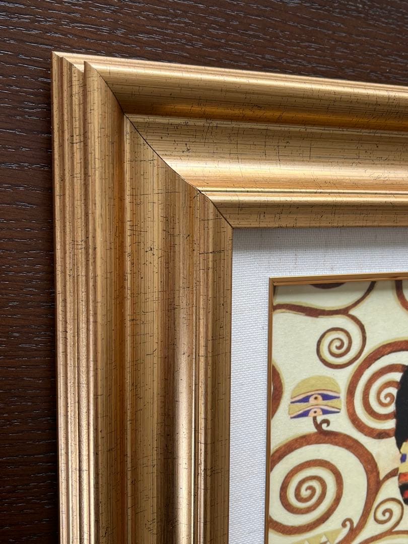 クリムト　「抱擁」　複製ポスター　額付　メディウム加工　①