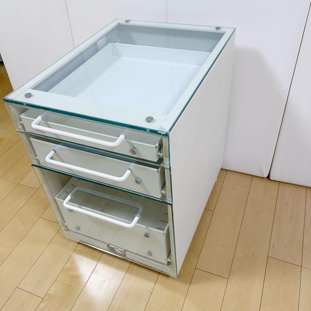 東馬　TOHMA ガラスワゴン　キャビネット　強化ガラス　希少　ホワイト