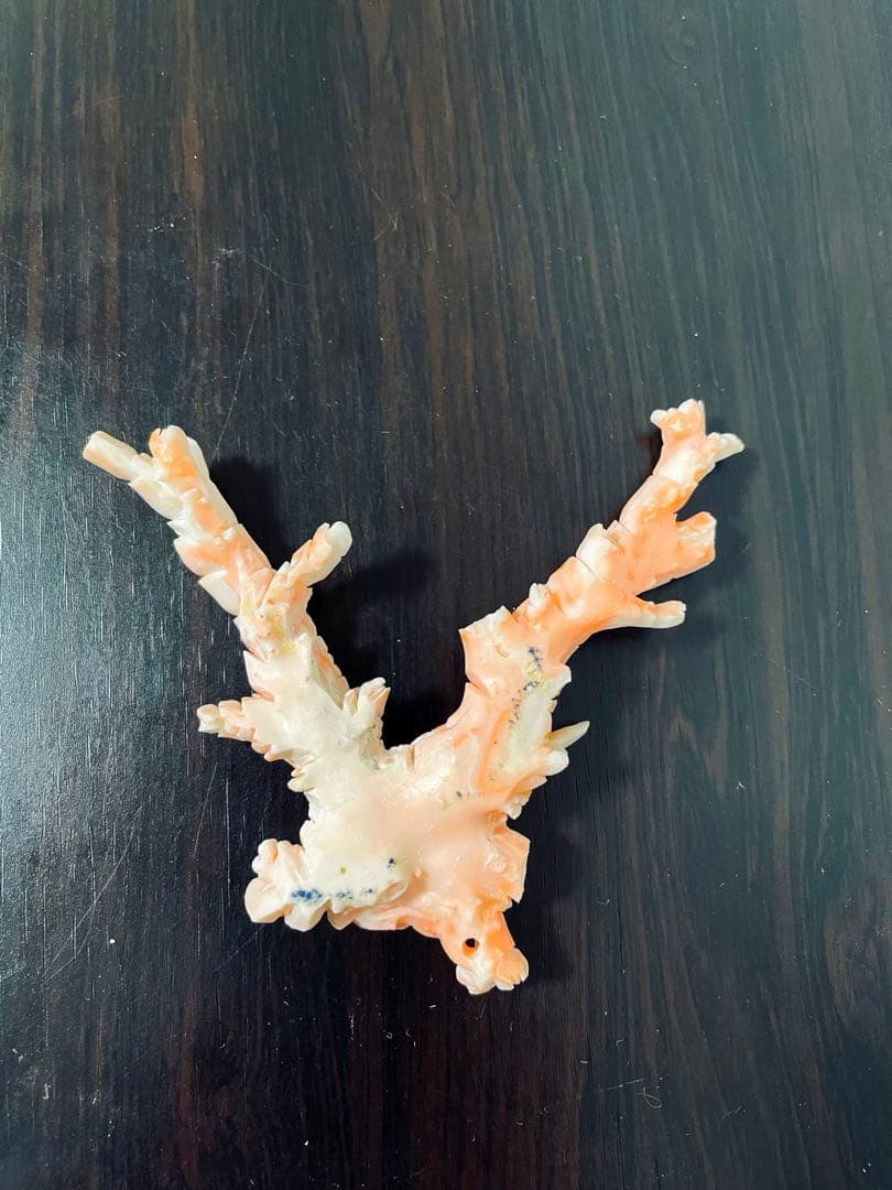 本珊瑚　珊瑚彫刻　珊瑚置物　手彫り　桃珊瑚　鳳凰　帯留め　宝石珊瑚　重さ76ｇ