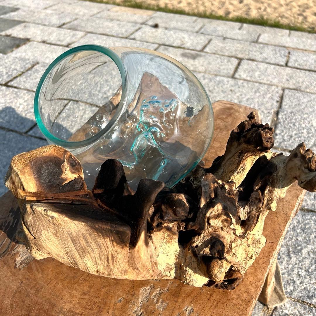 流木ガラスオブジェ特大E 花瓶 金魚鉢 テラリウム フラワーポット 水槽 アート