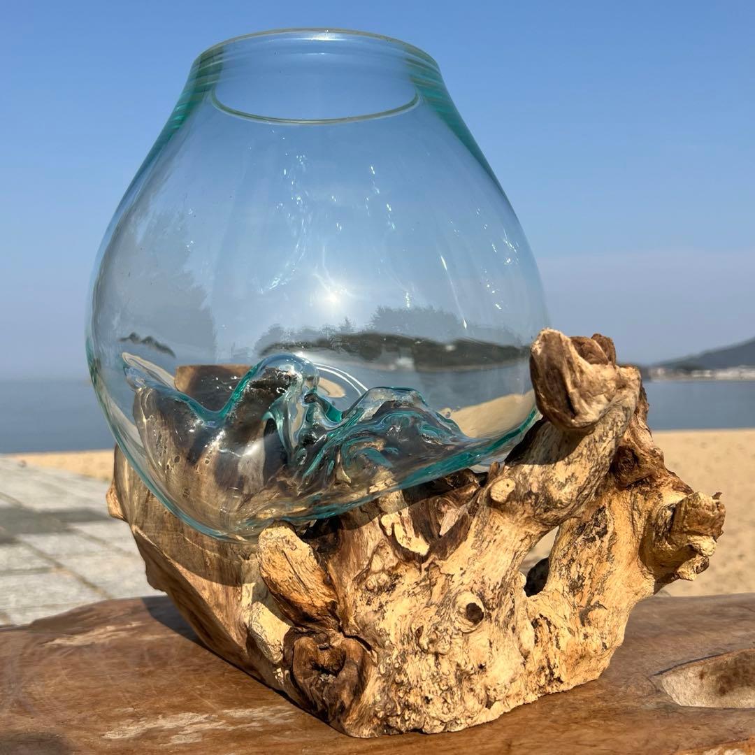 流木ガラスオブジェ特大E 花瓶 金魚鉢 テラリウム フラワーポット 水槽 アート