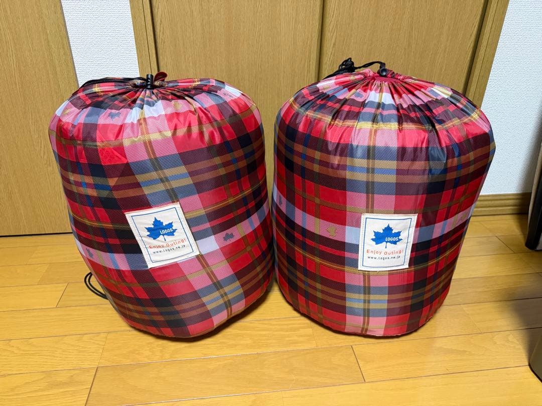 LOGOS 丸洗いスランバーシュラフ -2 赤/チェック柄　2個セット　連結可能