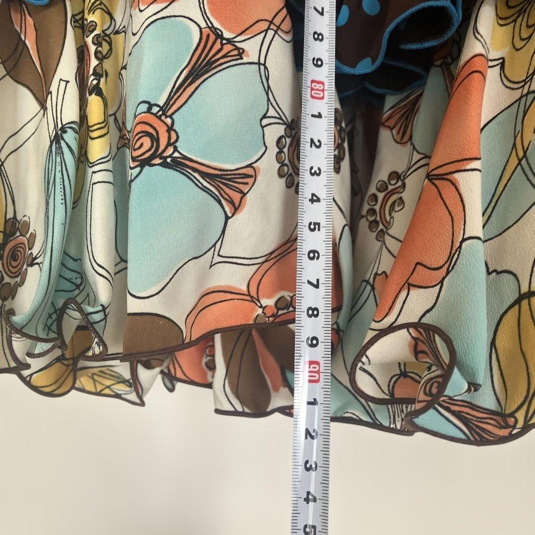 IBERIA.S.A フラメンコ HERMOSA⭐️フリル付き茶色水玉　花柄フレア