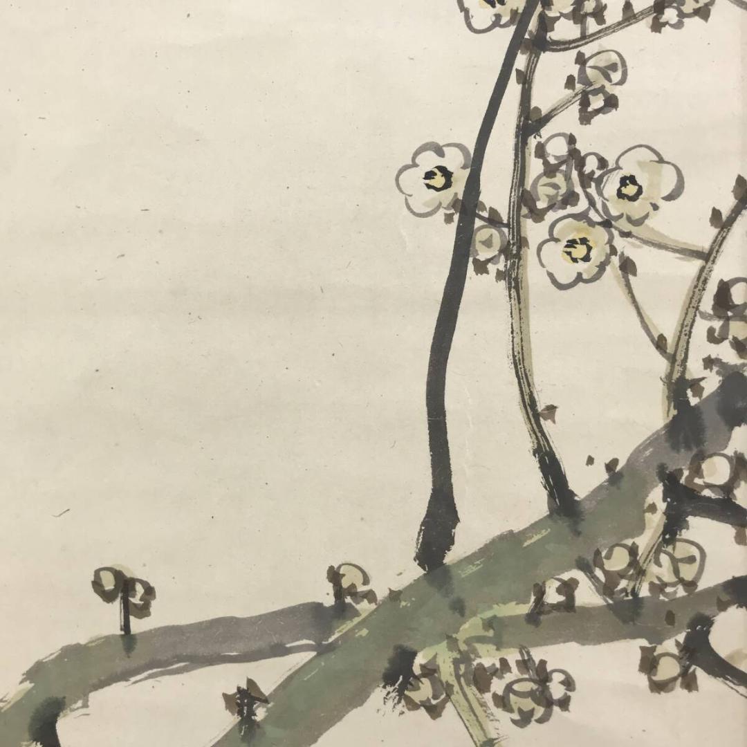 真作/田中頼璋/白梅図/花図/竹梅図/梅花図/早春図/掛軸☆宝船☆AH-630