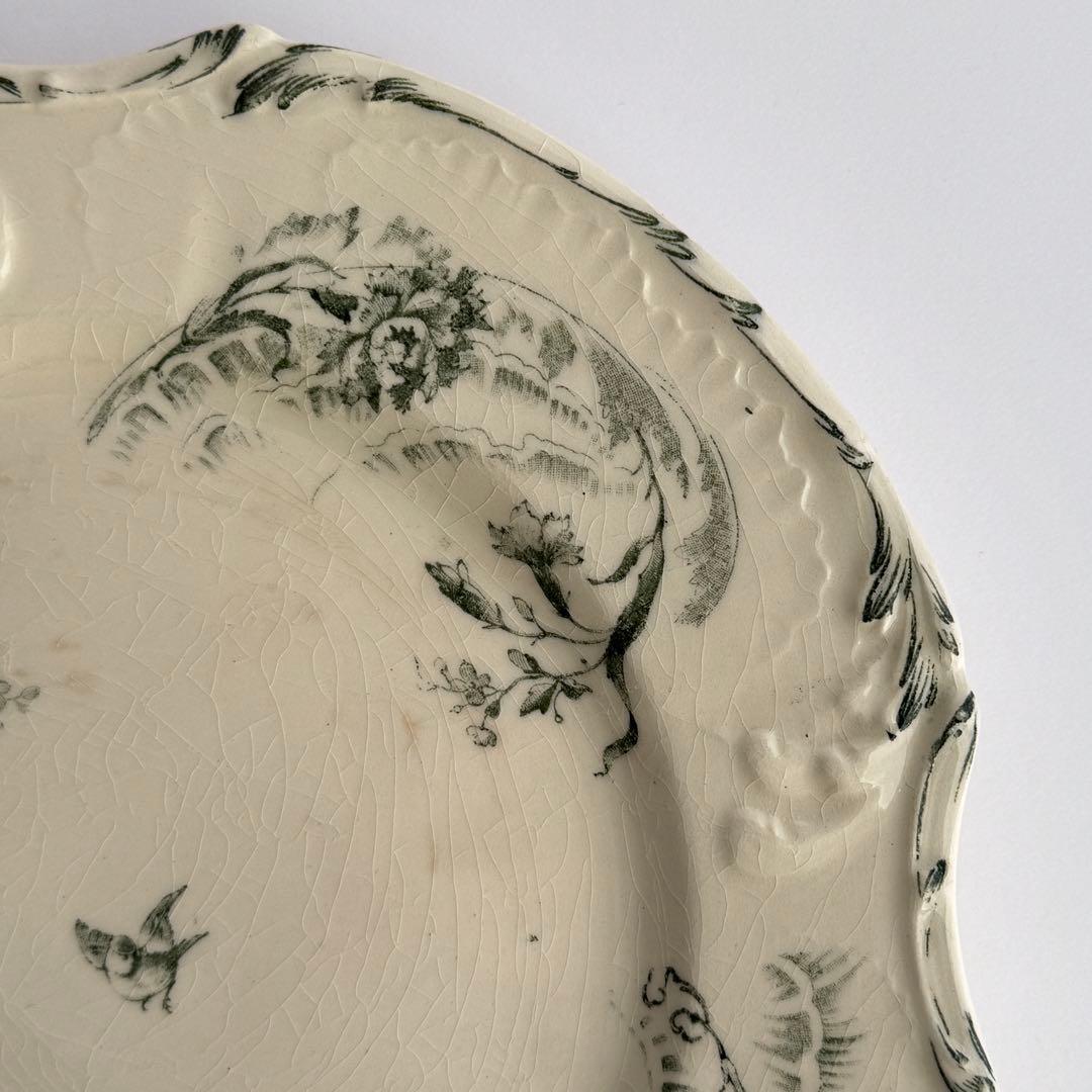 訳あり　フランスアンティーク　Gien ジアン レリーフ　デザートプレート