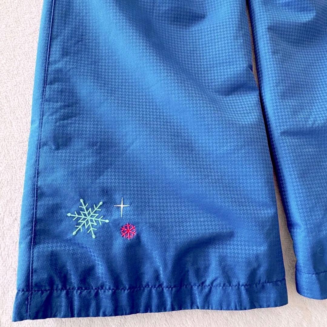 ジュニア　140 150 スキー　スノボ　上下　ドット　ブルー　サイズ調整