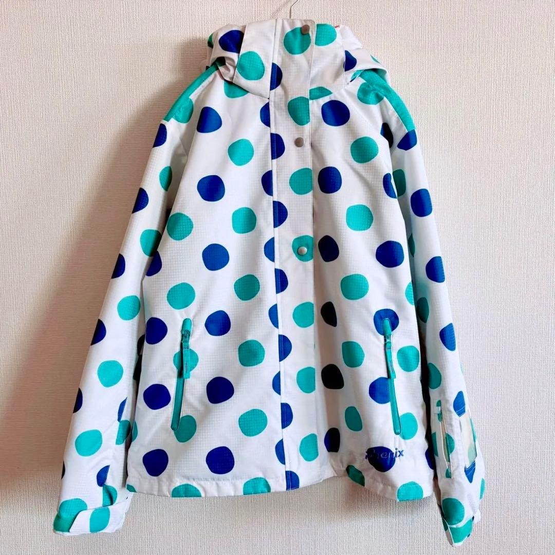 ジュニア　140 150 スキー　スノボ　上下　ドット　ブルー　サイズ調整