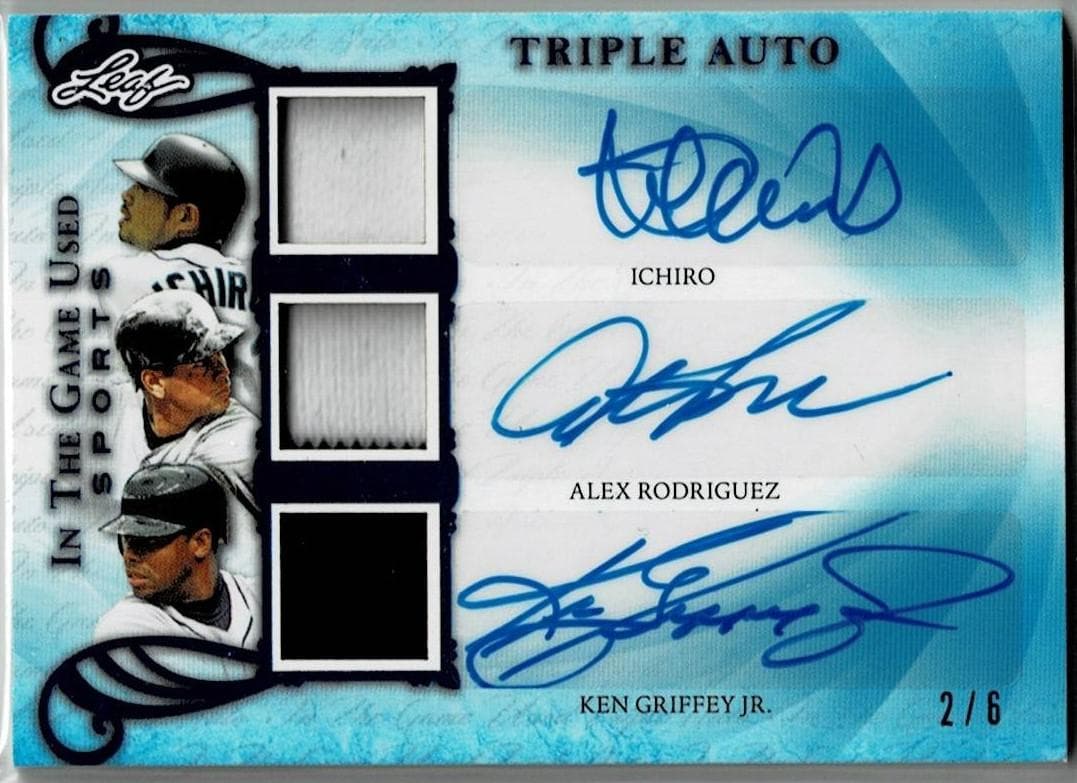 イチロー、KグリフィーJr、A・ロドリゲス 6枚限定直筆サインジャージカード