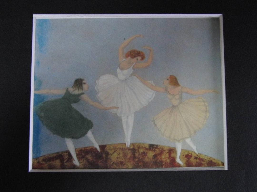 藤田嗣治、【Les trois danceuses】、希少な額装用画集より、厳選