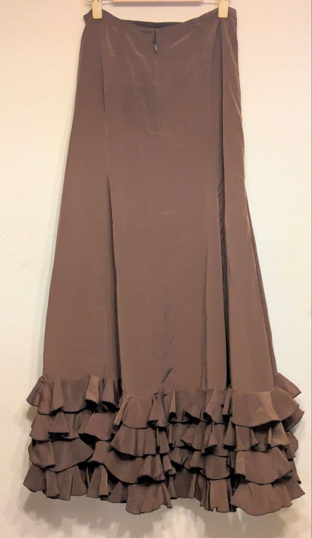 ペチコート　フラメンコ衣装　4段フリル　L　ブラウン