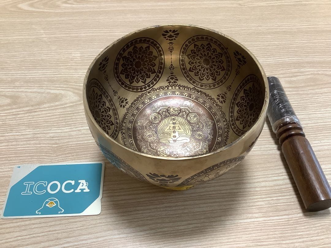 《 チベット密教　新品 》 シンギングボウル　カービング仕様　3点セット　72