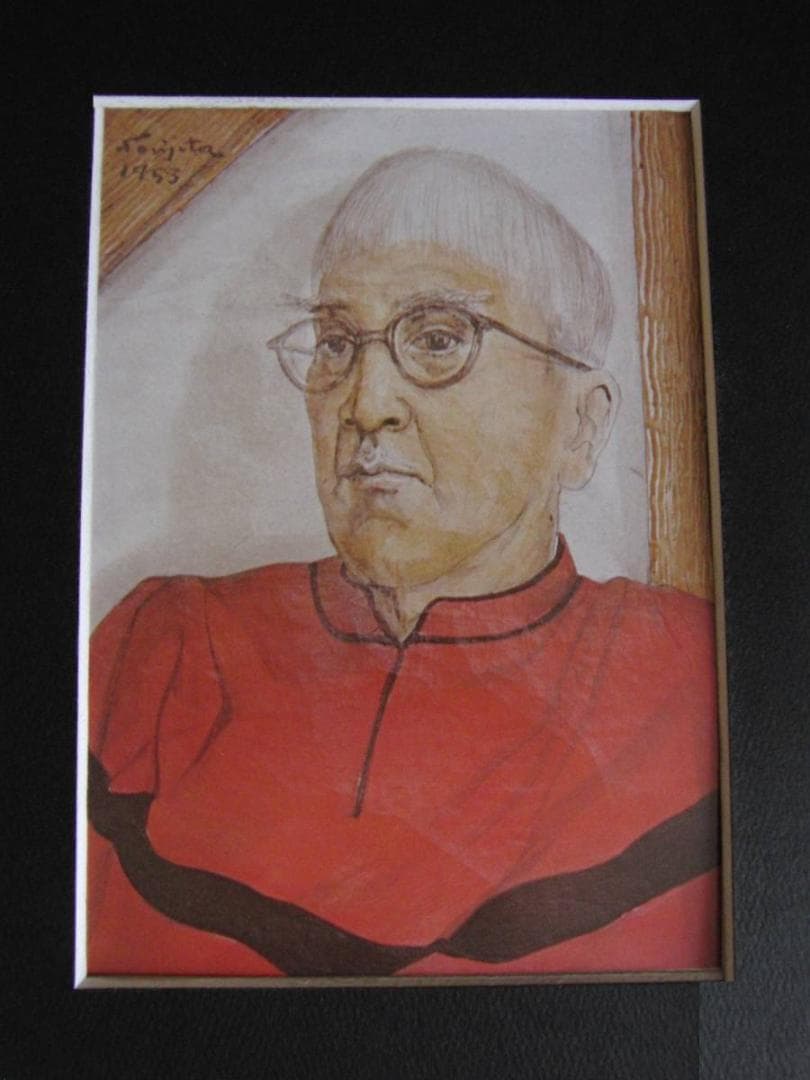 藤田嗣治、「Autoportrait」、希少画集の額装画、人気作品