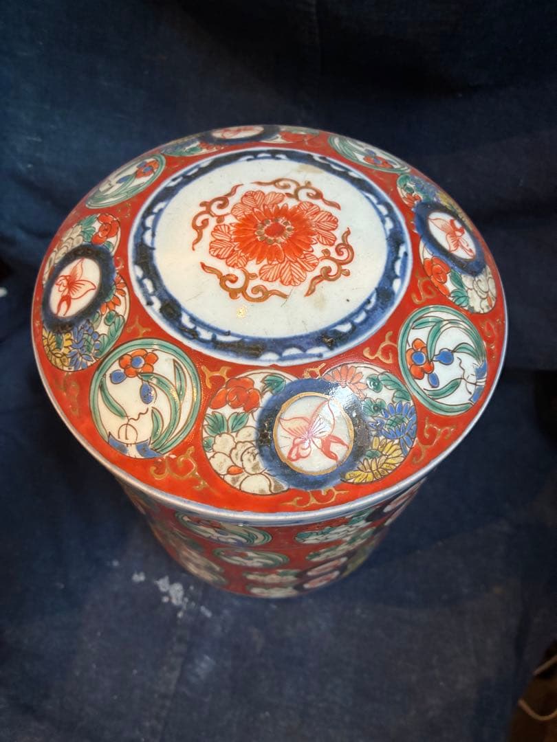 古伊万里　色絵　陶重　重箱　お節料理　江戸時代　傷直しあり　欠け無し