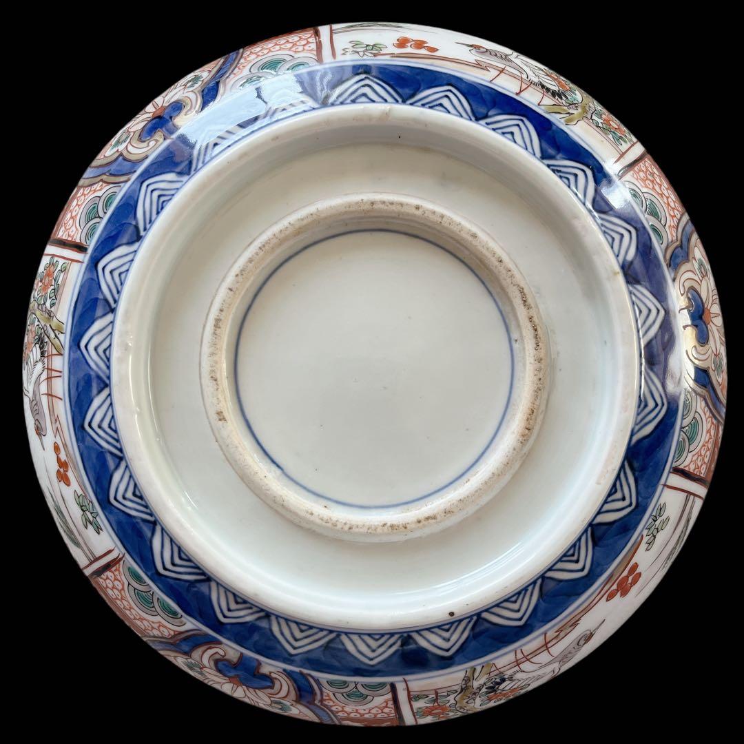 古伊万里 骨董品 大鉢 大皿 大深鉢 色絵 陶器 明治 鳳凰 花 飾り皿