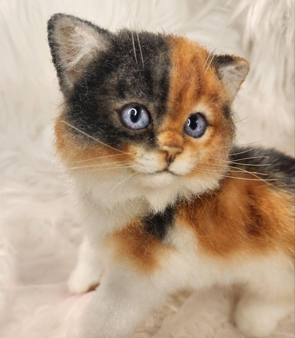 ひ*す様 海外作家 猫 三毛猫 ぬいぐるみ アートドール リアル 羊毛フェルト