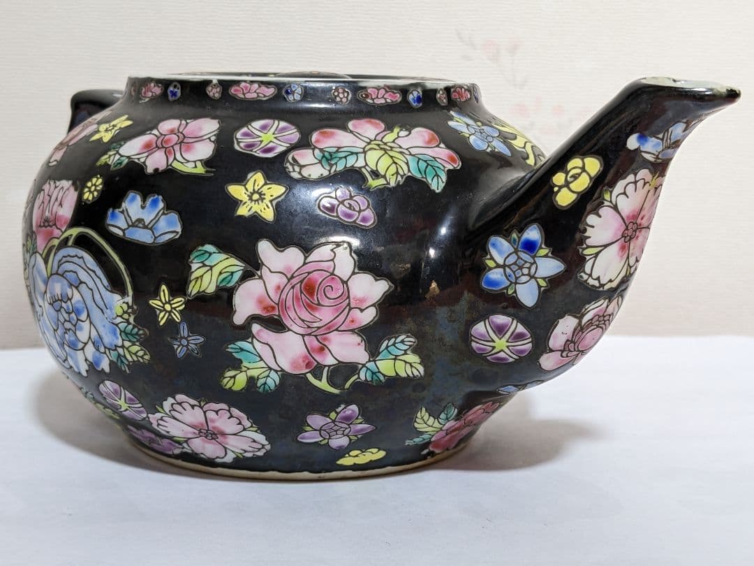 ♦中国古玩 花埋め図 景徳鎮窯 輸出用CHINA 茶道具 急須 古美術 骨董品