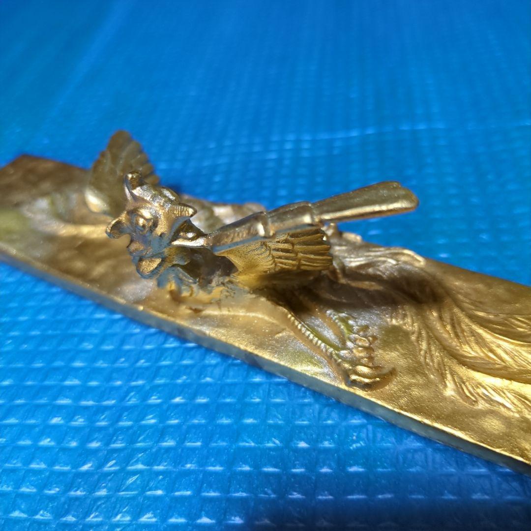 鳳凰彫刻 金属製 工芸品、二上元威作、文鎮
