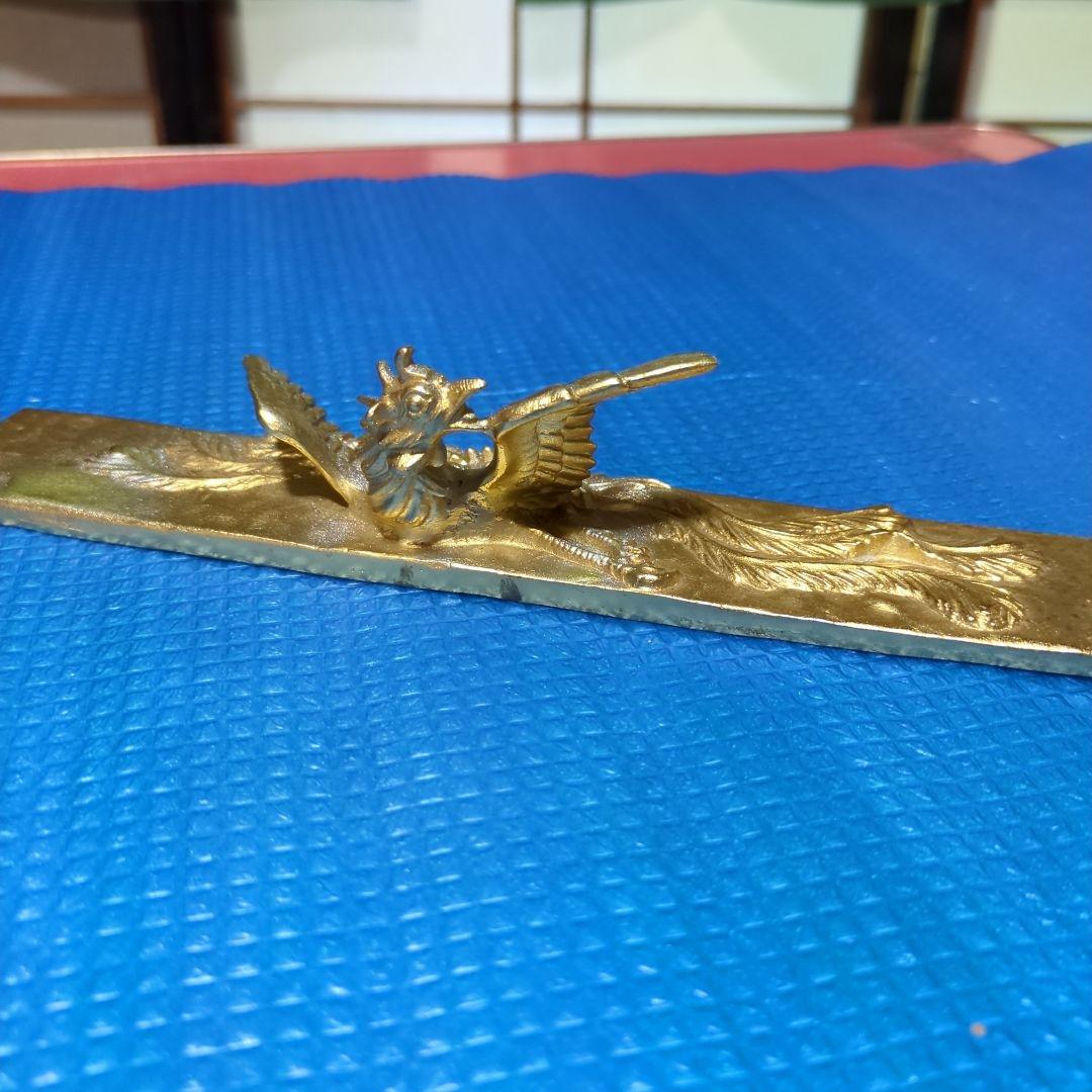 鳳凰彫刻 金属製 工芸品、二上元威作、文鎮