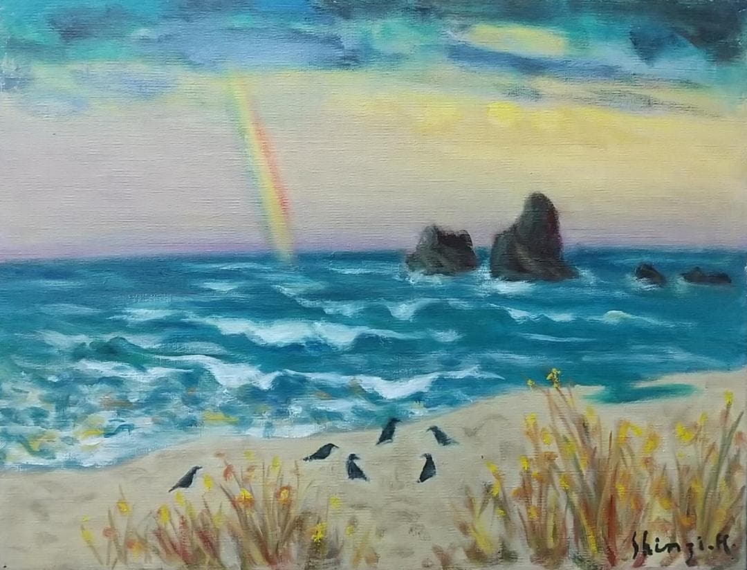 「親不知海岸」油絵 F6 絵画 油彩画 風景画 アート