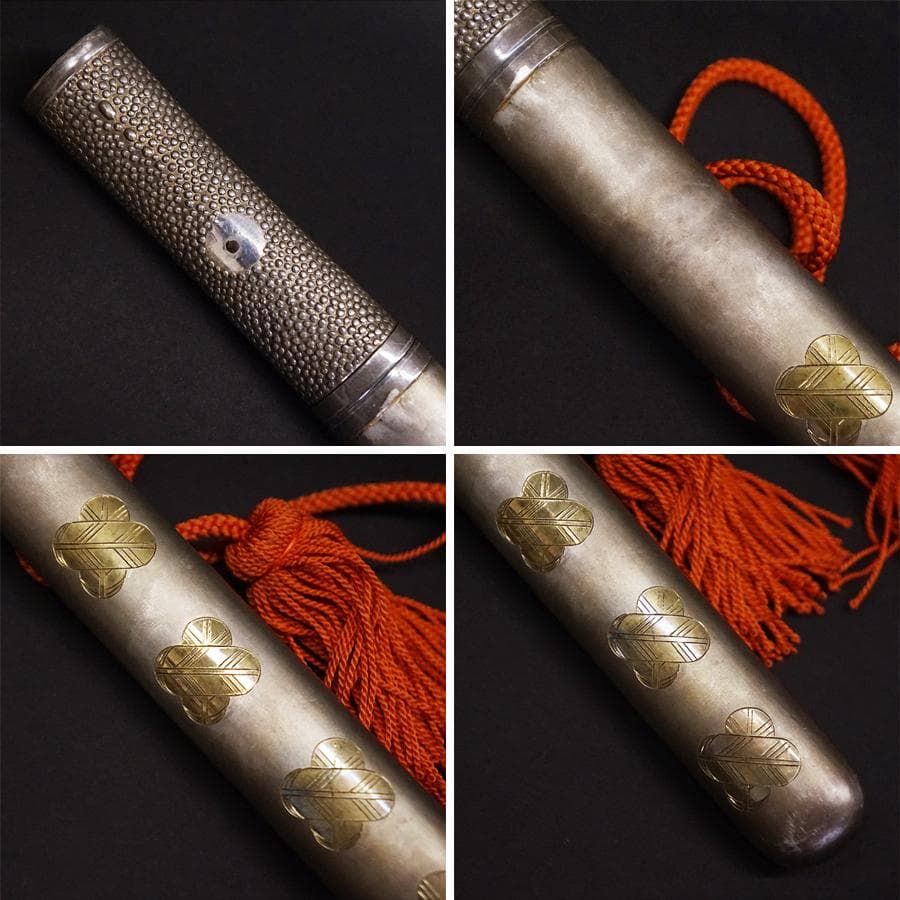 純銀 短刀 日本刀 刻印 家紋 守り刀 縁起物 時代 骨董 294g 古美術品