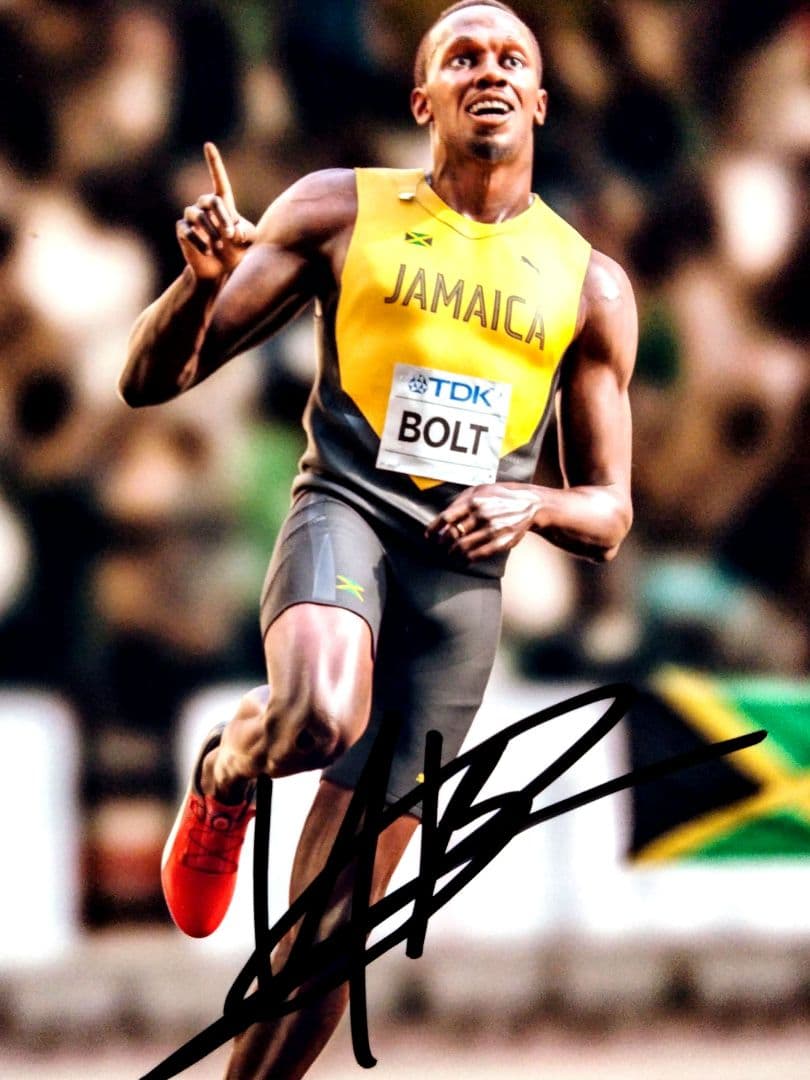 ウサイン・ボルト直筆サイン入り2Lサイズ写真…オリンピック金メダリスト…