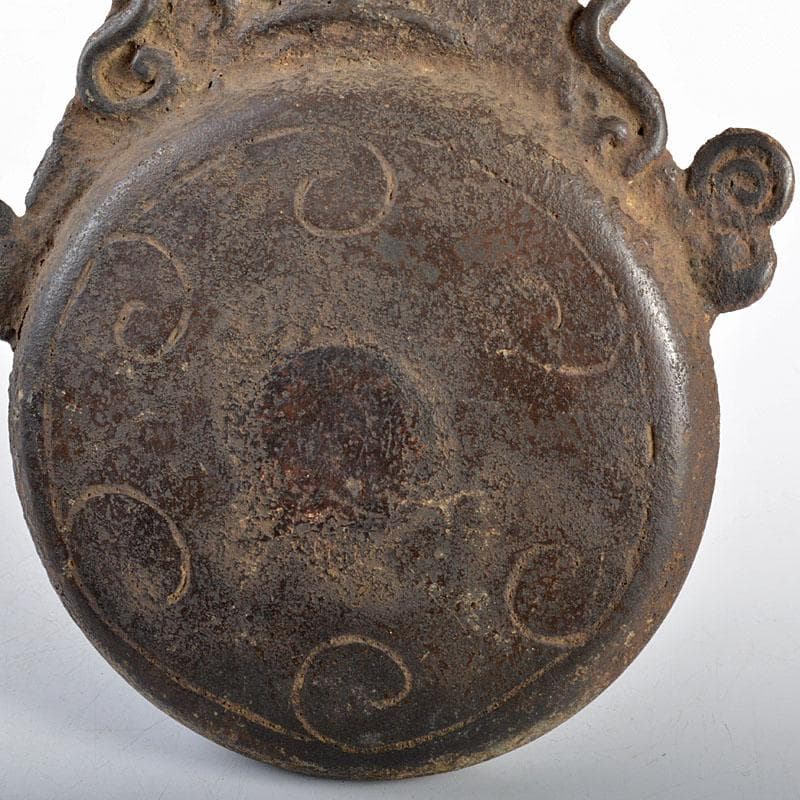 中国　古銅　神獣刻持手　鐸鈴　銅鐸　銅鐘　V　R4375