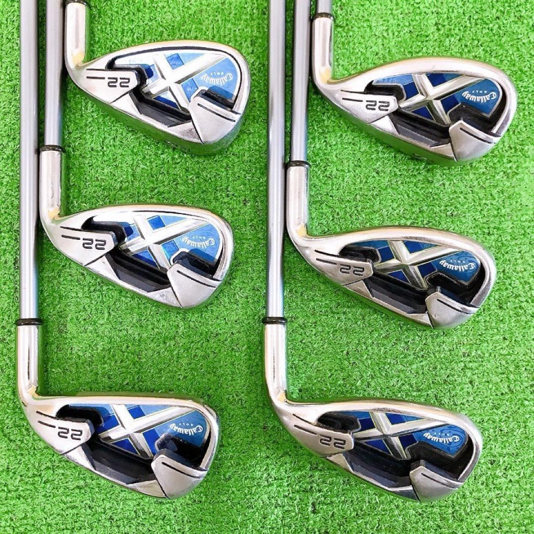 テ19★キャロウェイ X-22 豪華6本レディースアイアンセットL ライトブルー