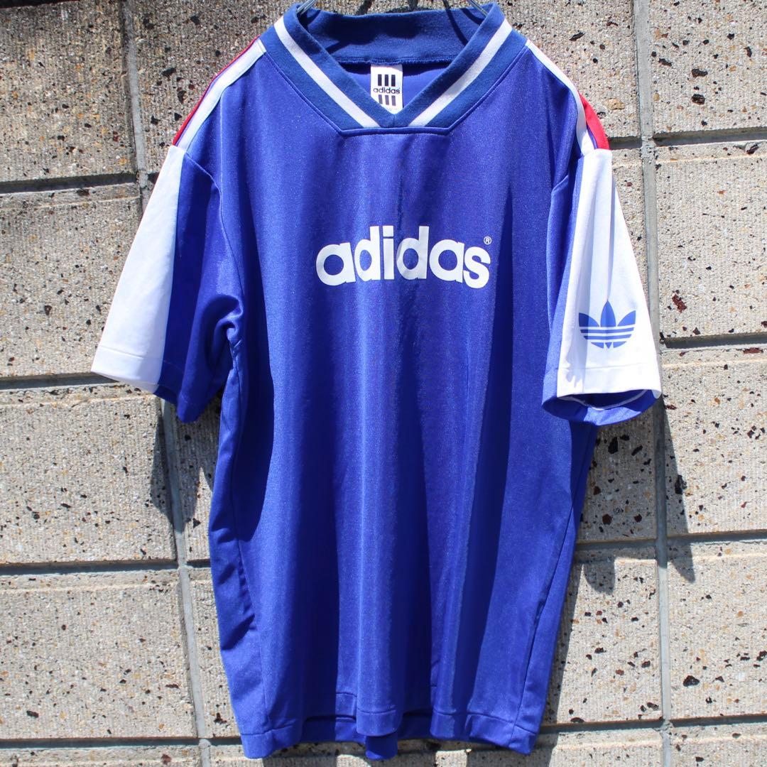90's adidas 三つ葉ロゴ入りトリコロール 古着オールドウェア　デサント