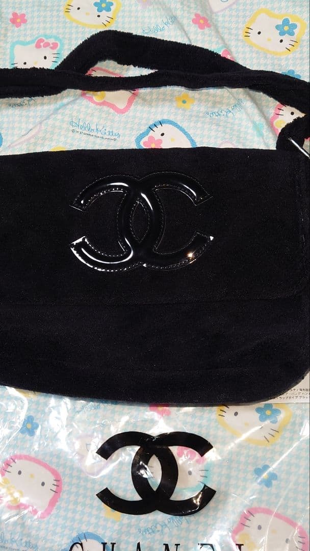 非売品新品　シャネル　ノベルティ　ショルダーバッグ　ブラック　パイル　エナメル