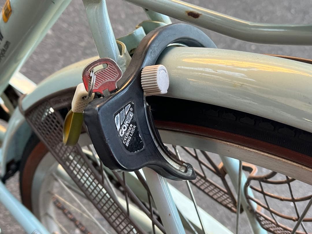 中古LEDオートライト6段変速自転車★27インチ★大型カゴ★ミント※配達地域限定