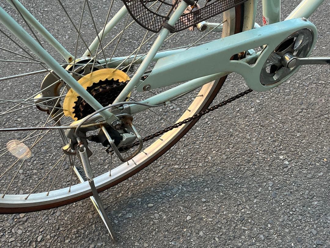 中古LEDオートライト6段変速自転車★27インチ★大型カゴ★ミント※配達地域限定